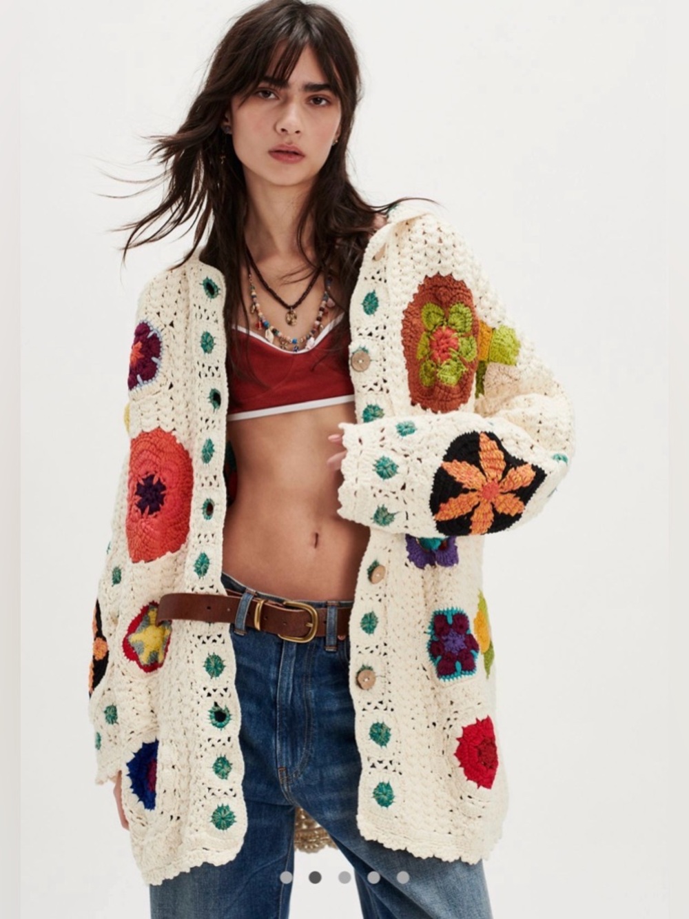 Free People NWOT Star Crochet Cardi